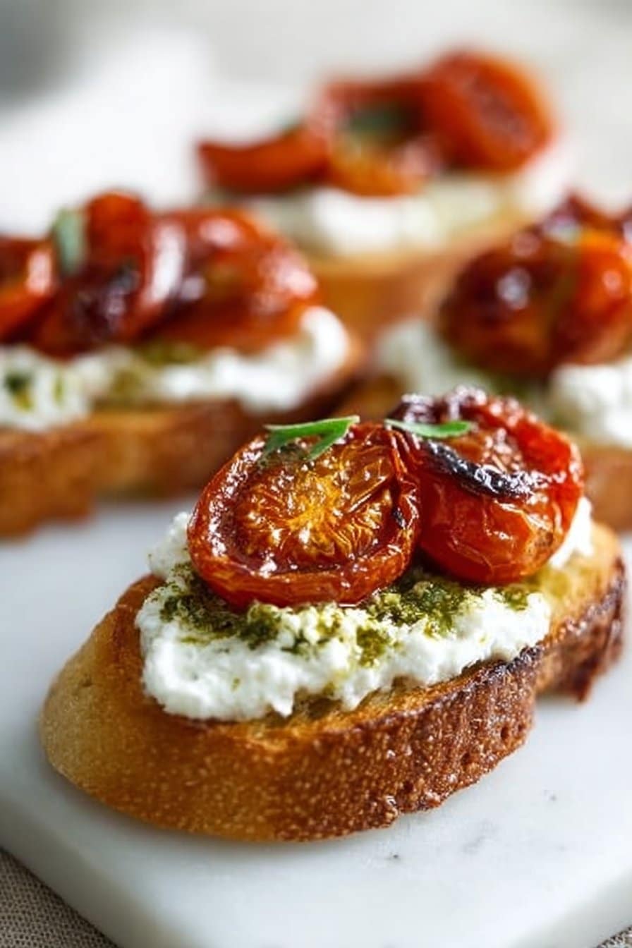 Italian Crostini with Burrata and Roasted Tomatoes
