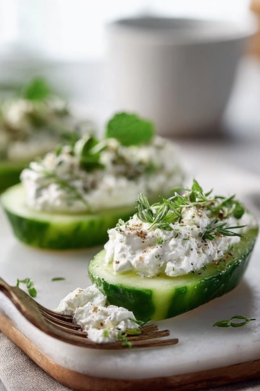 Savory Cottage Cheese Cucumber Snack Boats