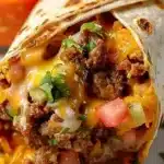 Beefy Nacho Cheese Wrap filled with savory beef and melted nacho cheese