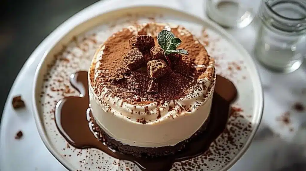 Delicious Biscoff coffee cheesecake topped with caramel and Biscoff crumbs