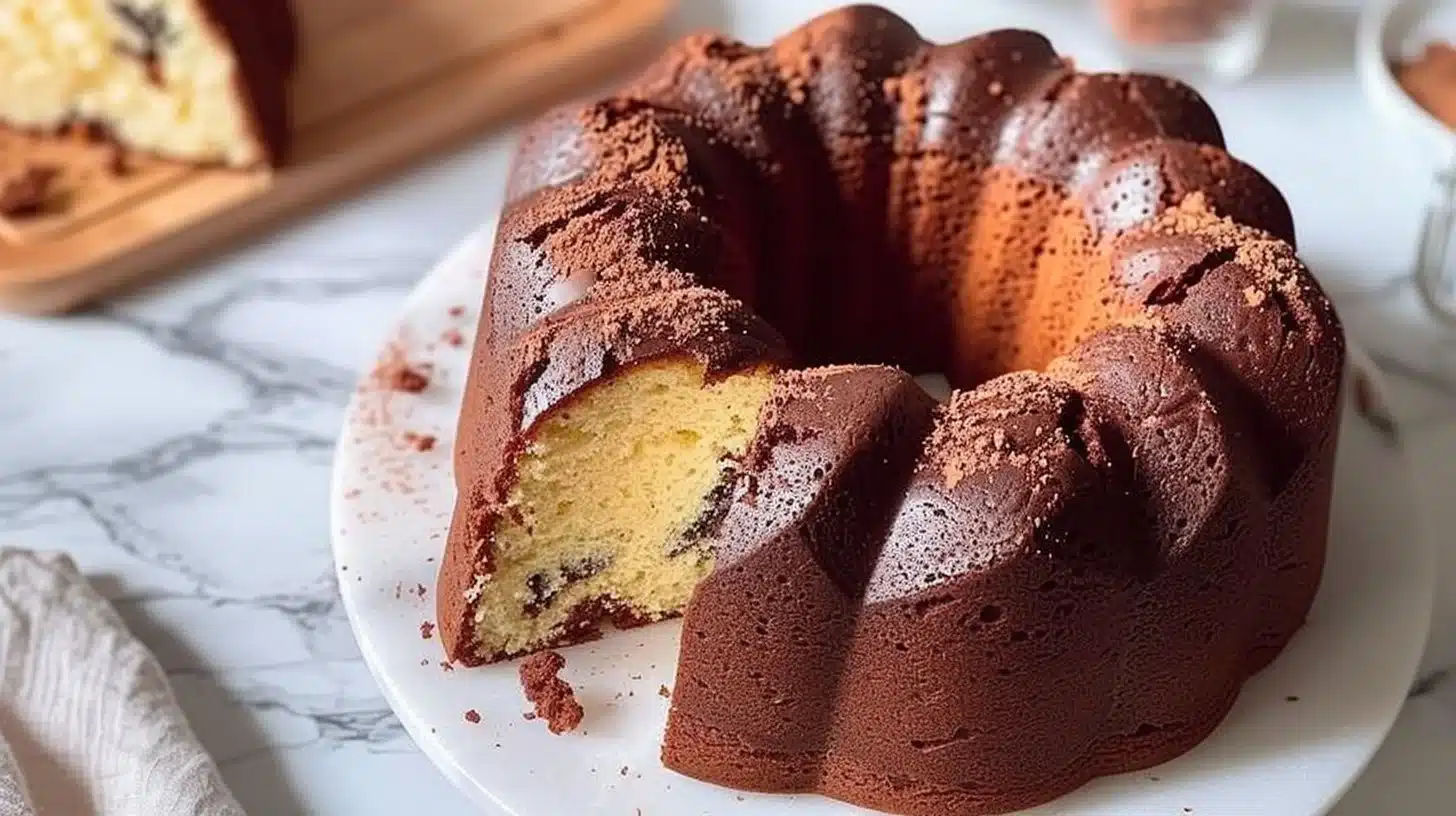 Chocolate Shell Pound Cake showcasing a rich chocolate glaze on a moist cake