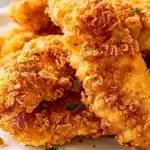 Golden crunchy chicken tenders served with dipping sauce