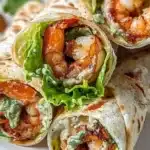 Delicious Caesar Shrimp Wraps filled with fresh shrimp and crisp lettuce