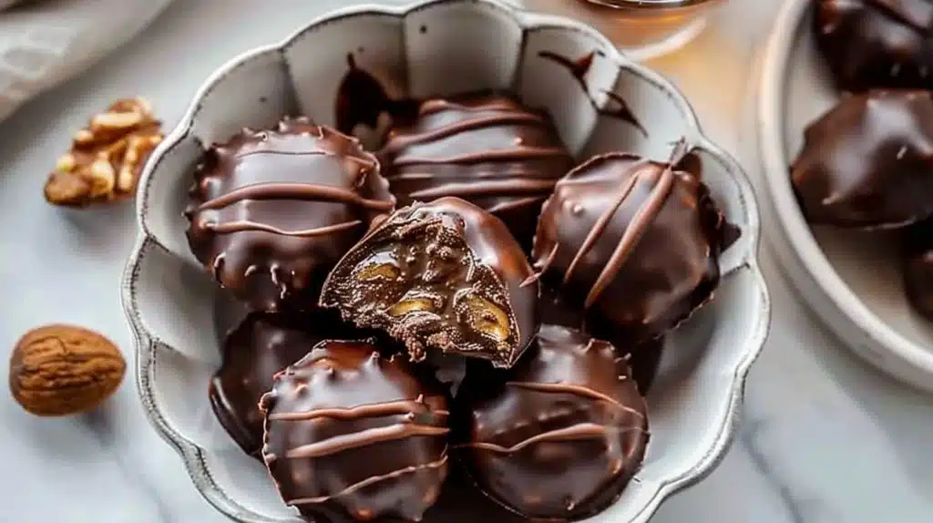 Easy homemade chocolate turtles recipe with pecans and caramel.