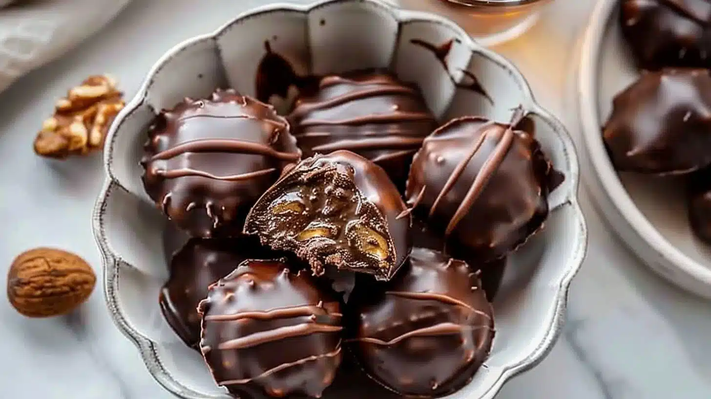 Easy homemade chocolate turtles recipe with pecans and caramel.
