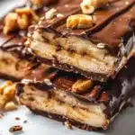 Delicious Frozen Banana Snickers dessert with chocolate and caramel