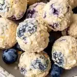 Lemon Blueberry Cottage Cheese Protein Bites on a plate, healthy snack option