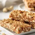 No bake peanut butter oat snack bars ready to serve on a plate