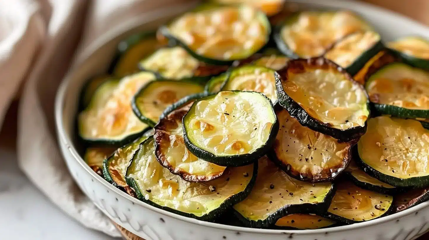 Oven baked zucchini chips, a healthy and crunchy snack option