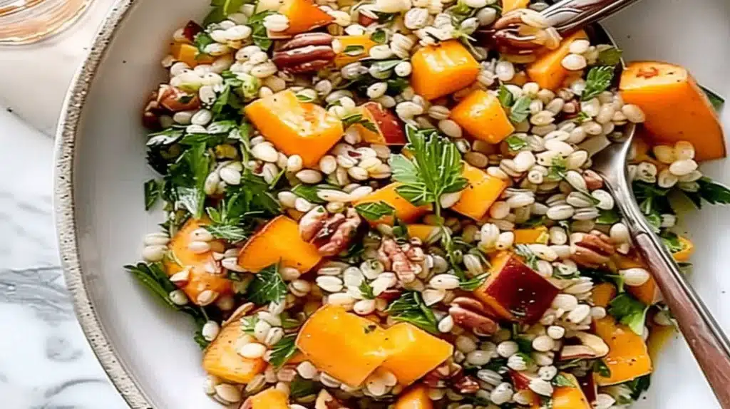 Delicious Pumpkin Hazelnut Salad with roasted pumpkin and hazelnuts