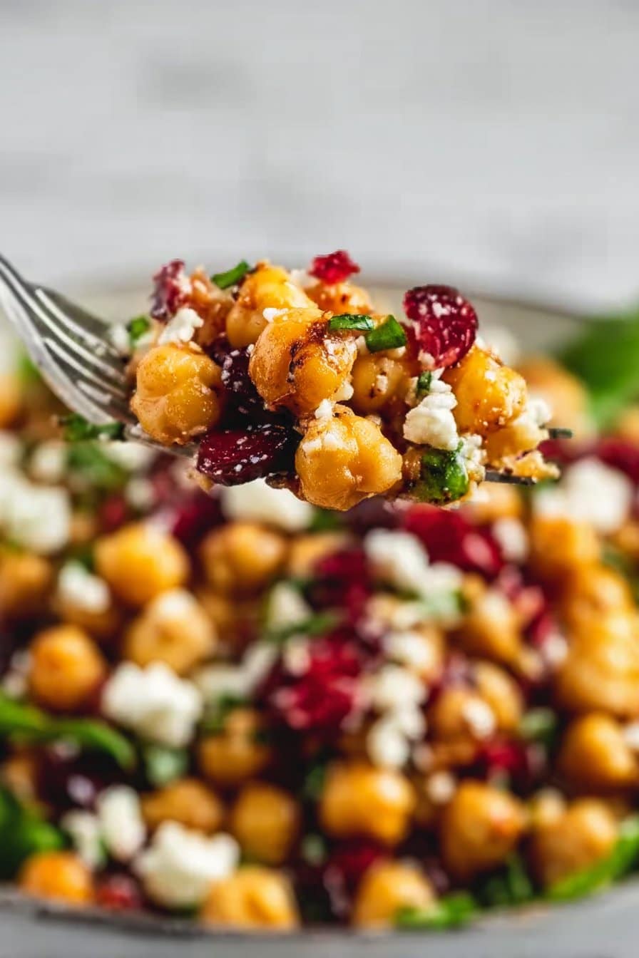 Crispy Chickpea Salad with Feta and Cranberries