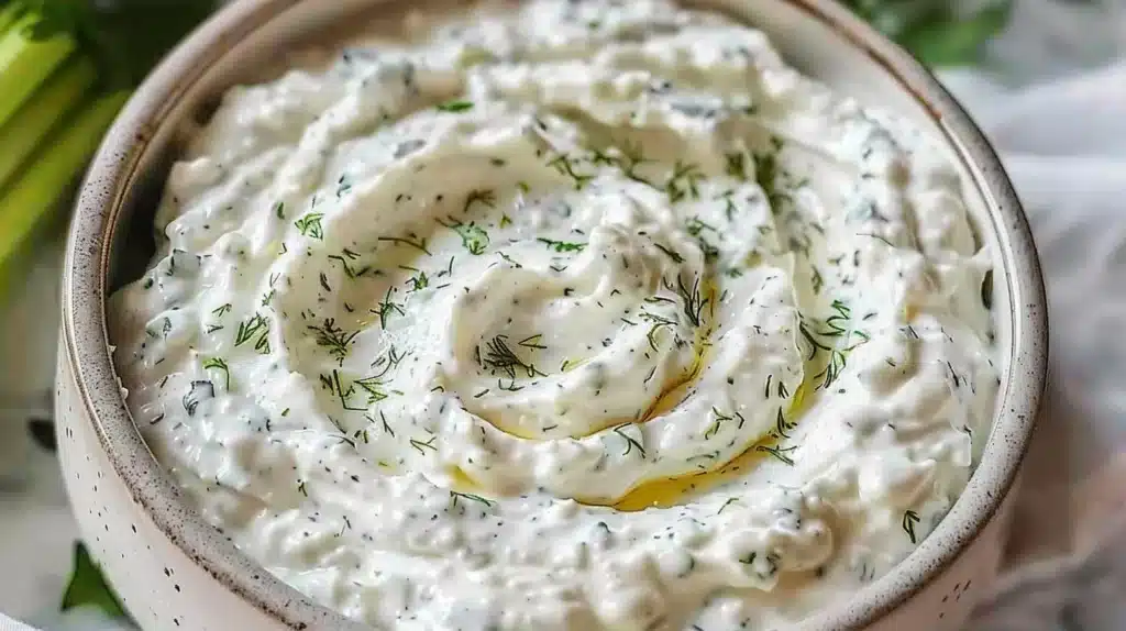 Delicious Ranch Cottage Cheese Dip served with fresh vegetables and crackers