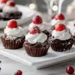 Santa Hat Brownie Bites decorated for the holidays