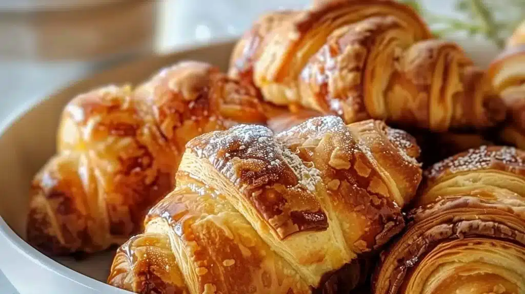 Delicious warm cinnamon crescent twists served on a plate