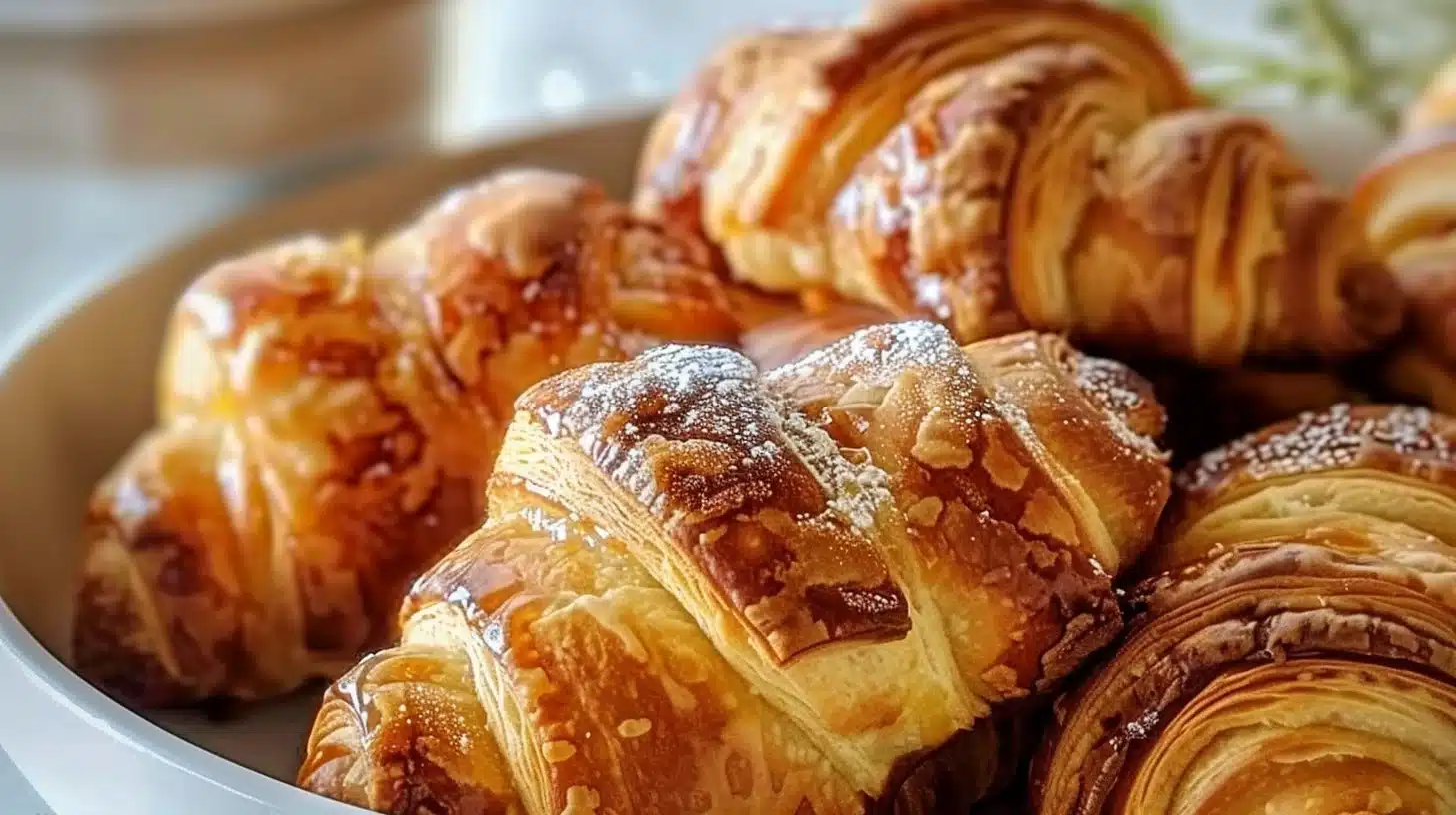 Delicious warm cinnamon crescent twists served on a plate