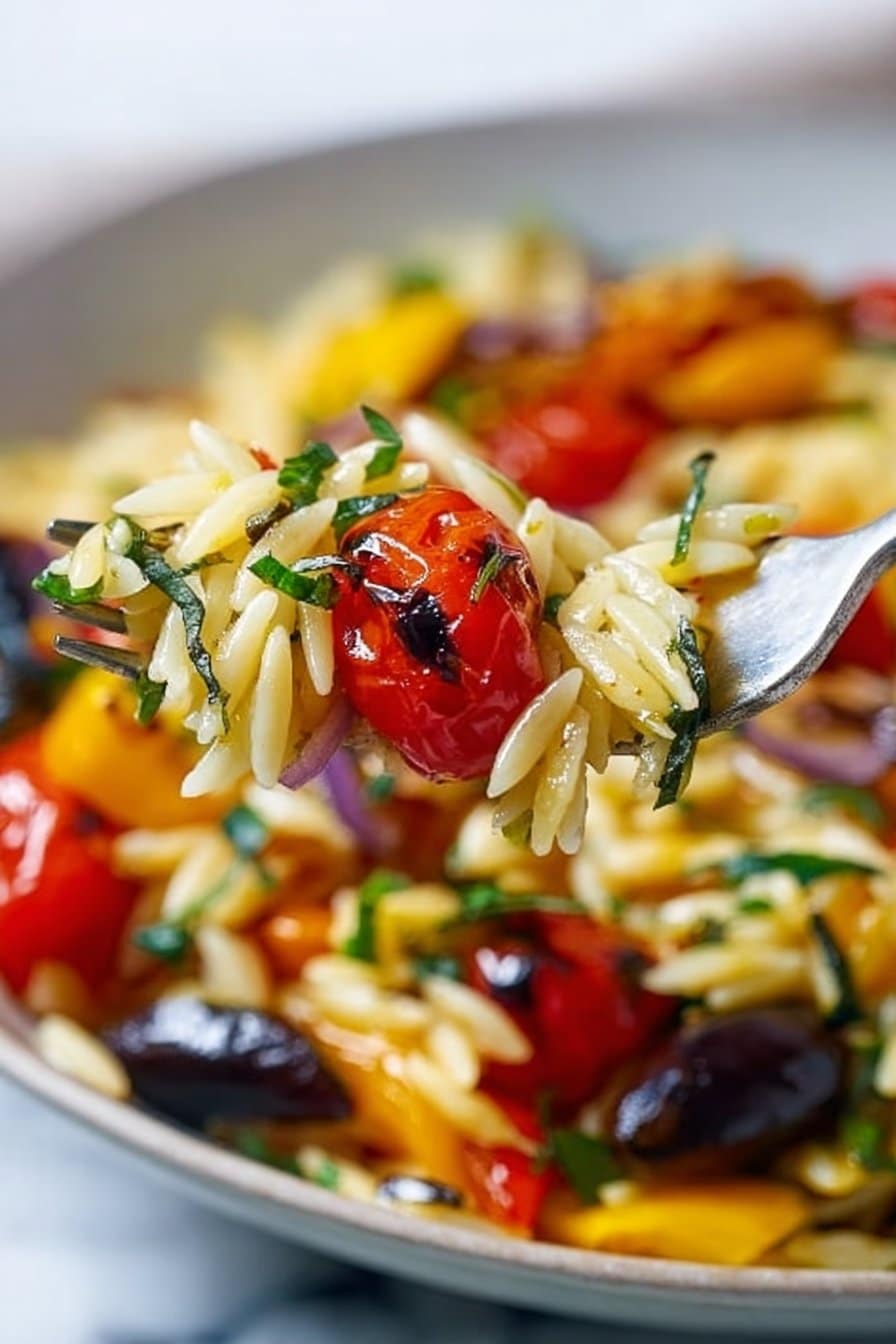 Mediterranean Orzo Salad with Roasted Vegetables