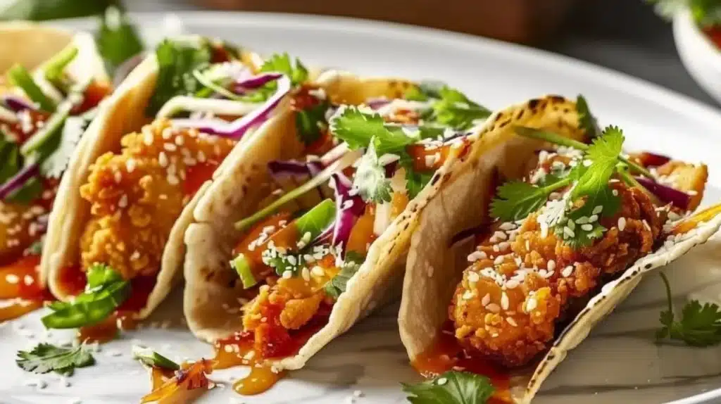 Delicious Chicken Wonton Tacos from Applebee's served with fresh toppings.