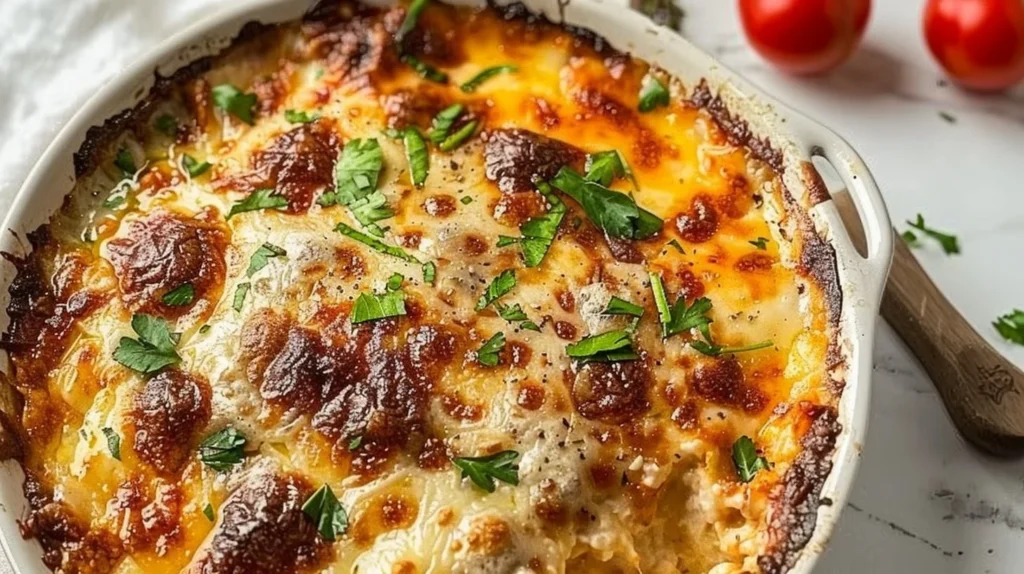 Delicious baked cheese dip served warm with crispy tortilla chips