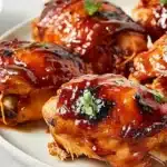 Delicious BBQ chicken cooked in a crockpot, ready to serve.