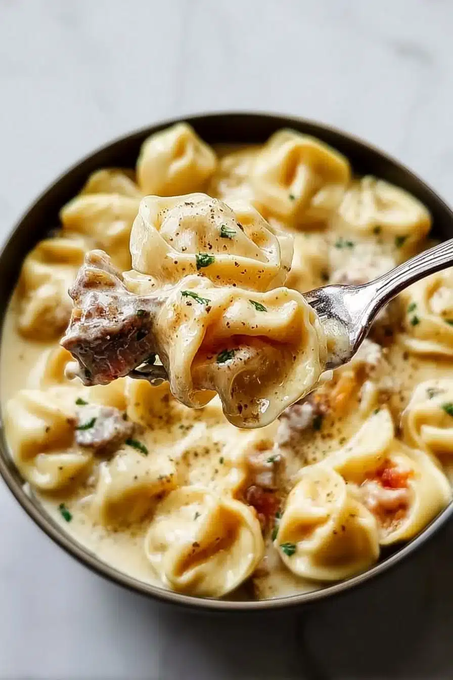 Cheese Steak Tortellini Pasta