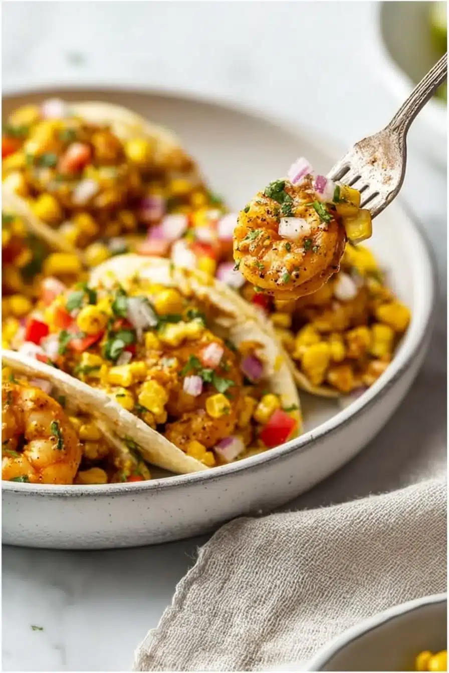 Creamy Chipotle Shrimp and Corn Skillet Tacos