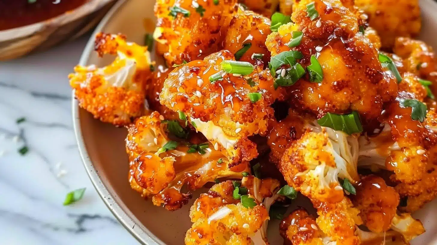 Crispy Baked Orange Cauliflower fresh out of the oven