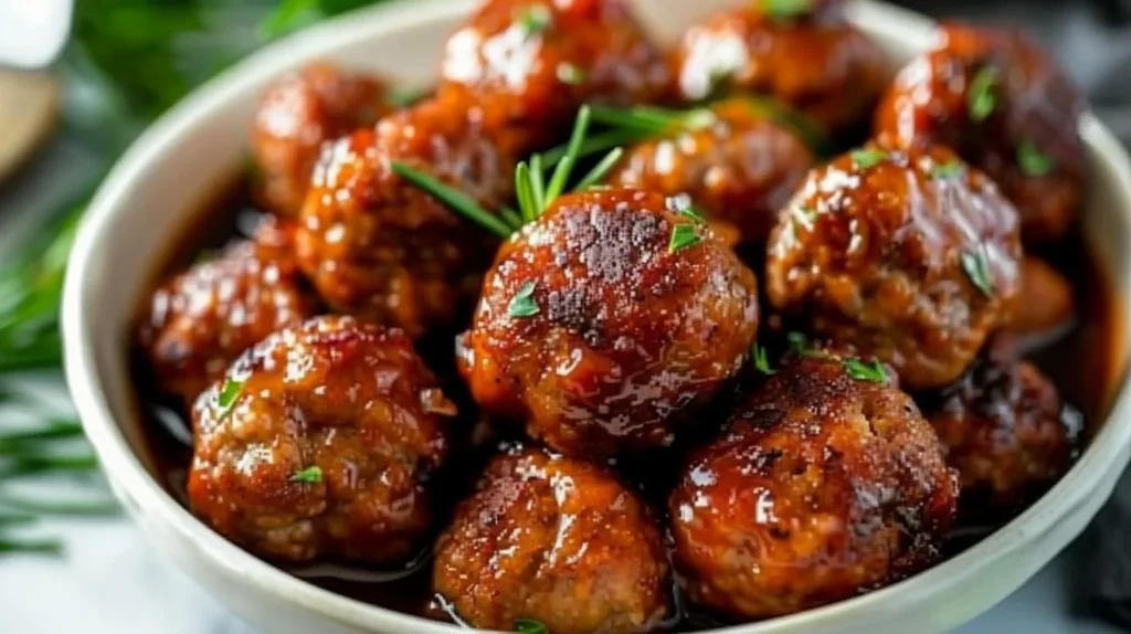 Delicious Crock Pot Meatballs simmering in a savory sauce