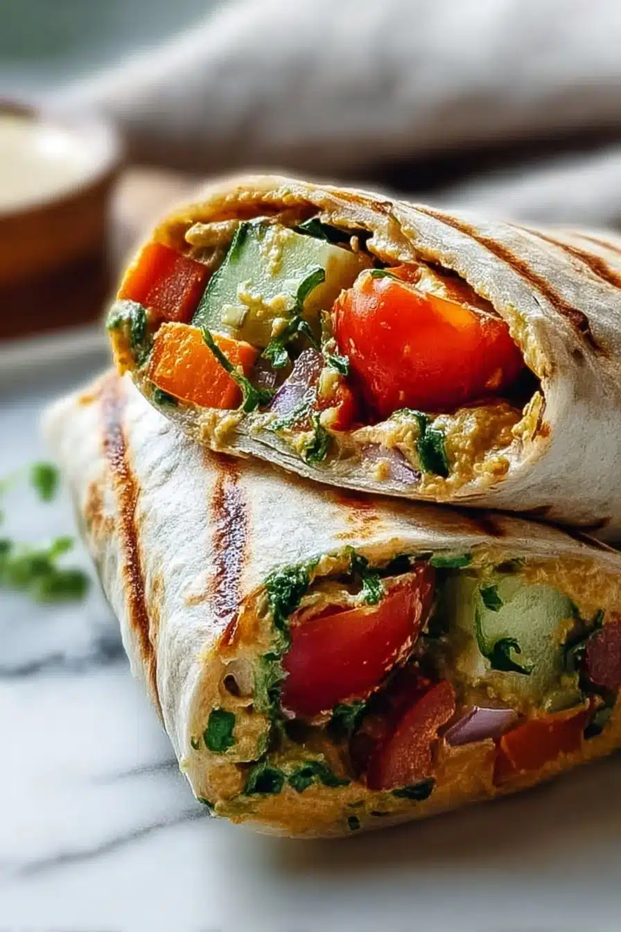 Easy Grilled Veggie Hummus Wraps Packed with Bold Flavors
