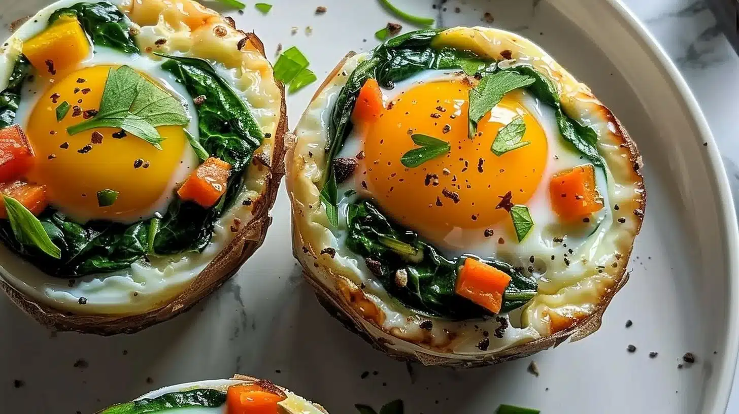 Delicious veggie spinach egg cups baked for a healthy breakfast