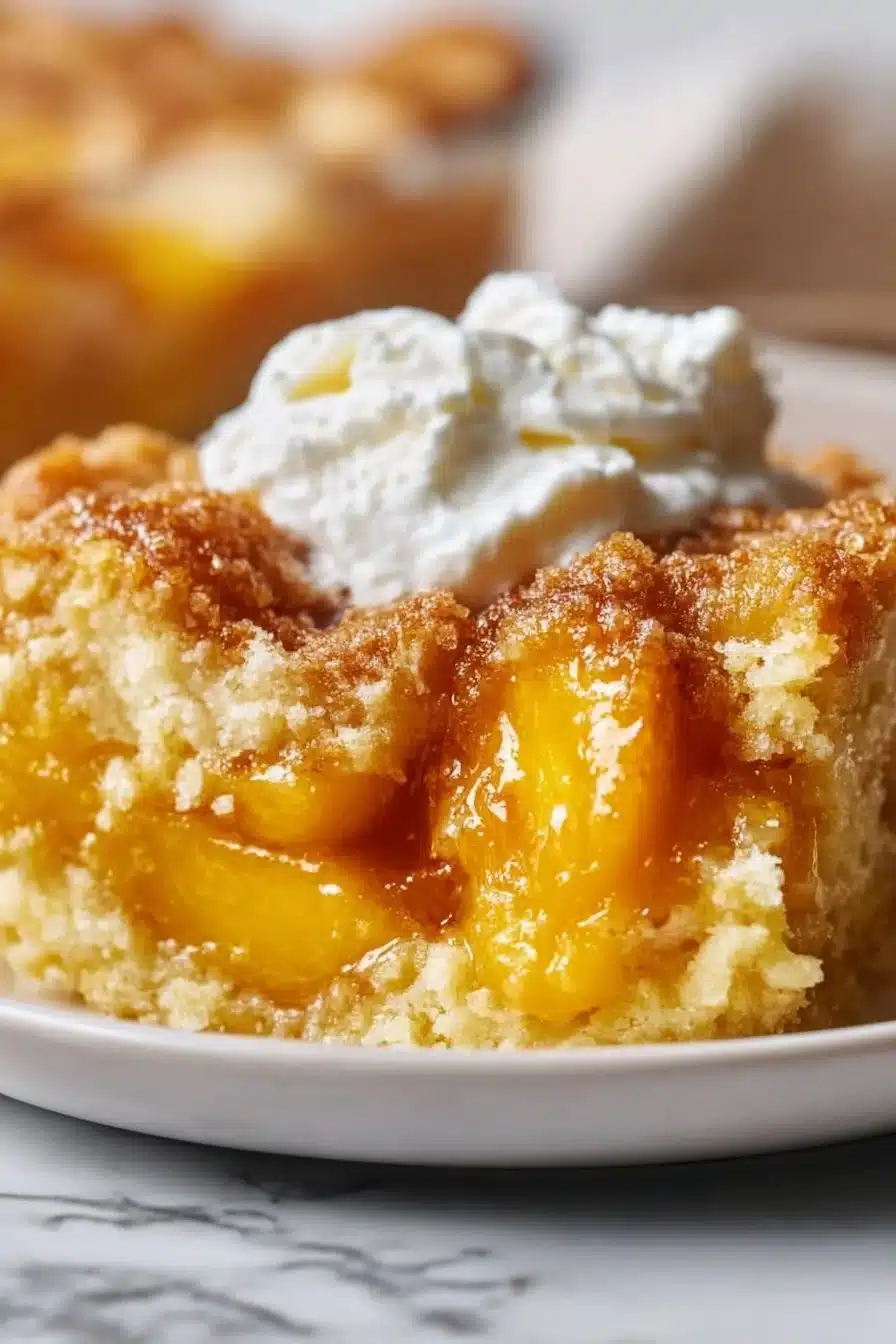 Heavenly Summer Peach Cobbler Poke Cake