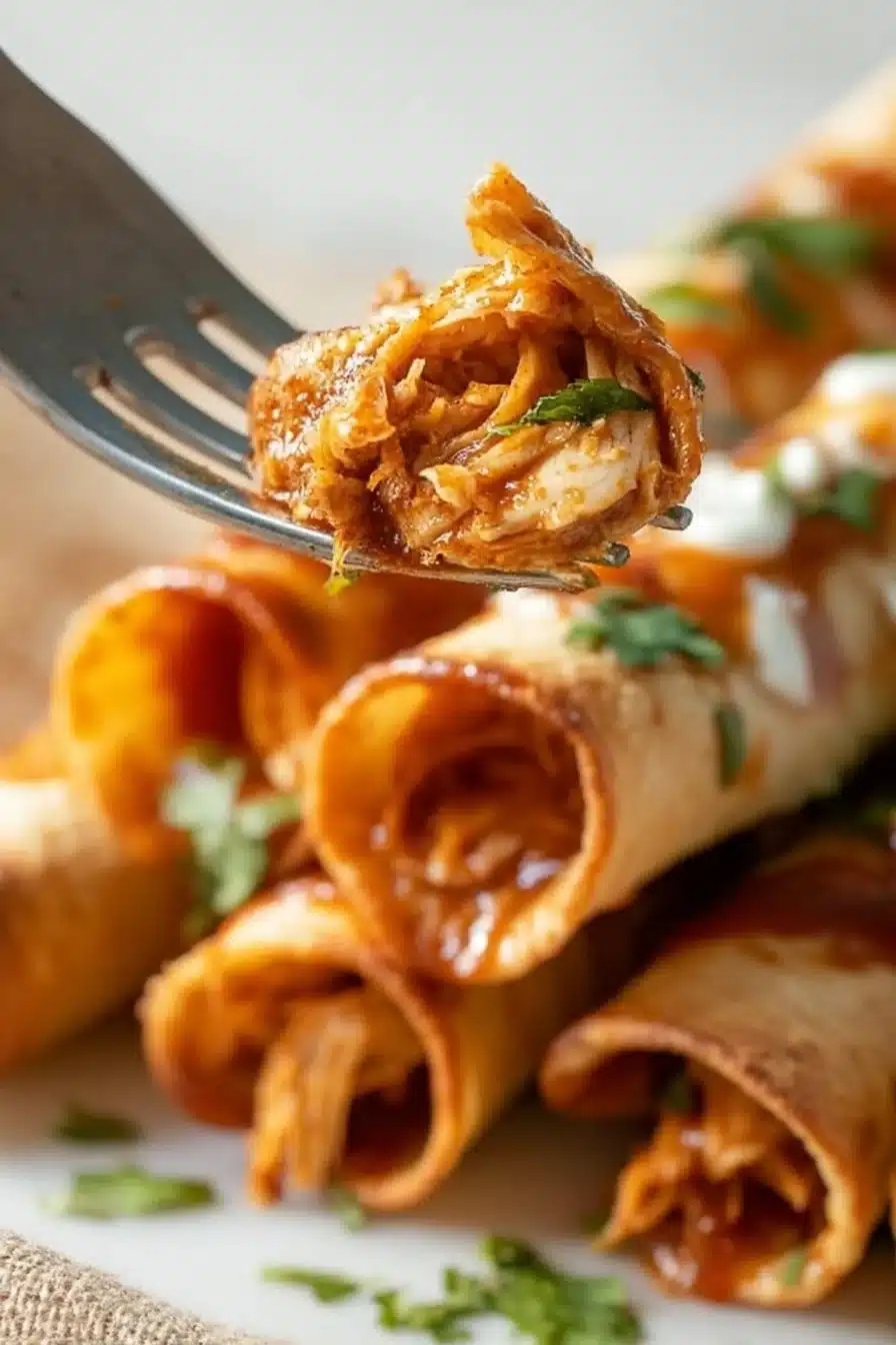 Honey BBQ Slow Cooker Chicken Taquitos