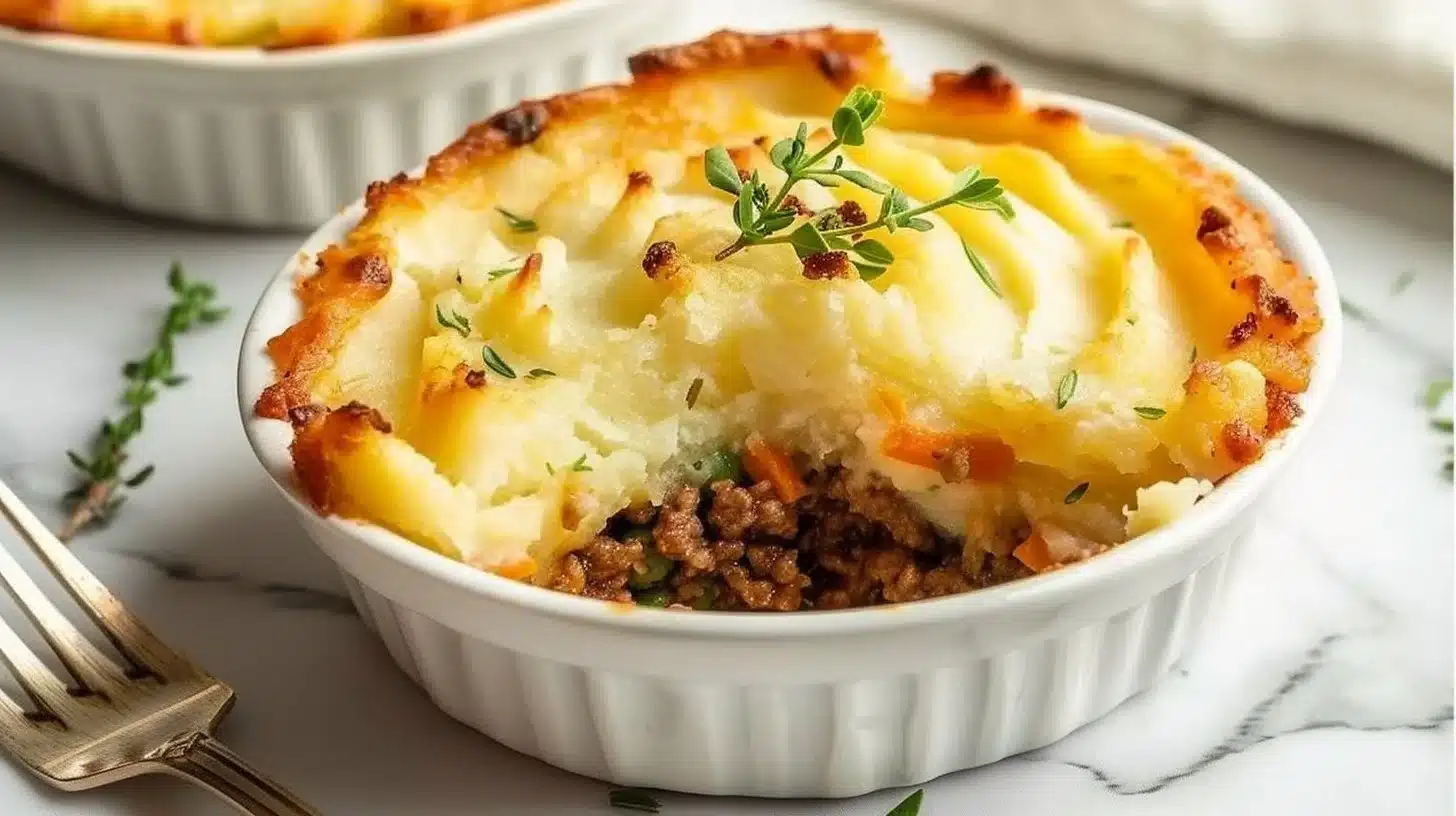 Delicious mini shepherd's pie served in small ramekins.