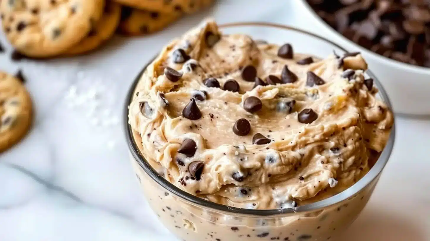 Monster Cookie Dough Dip served with cookies and fruit for dipping