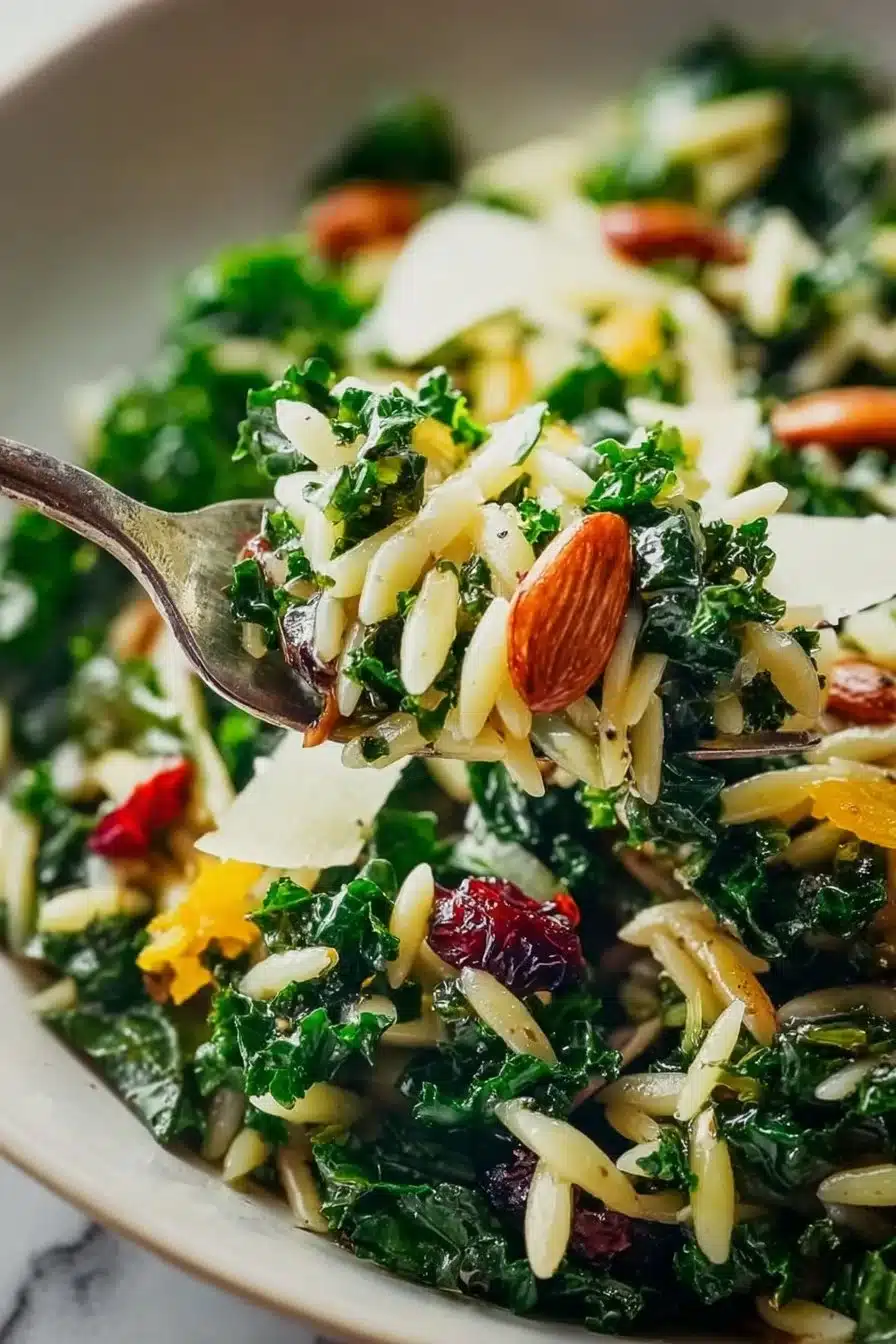 Orzo Kale Salad with Lemon Vinaigrette
