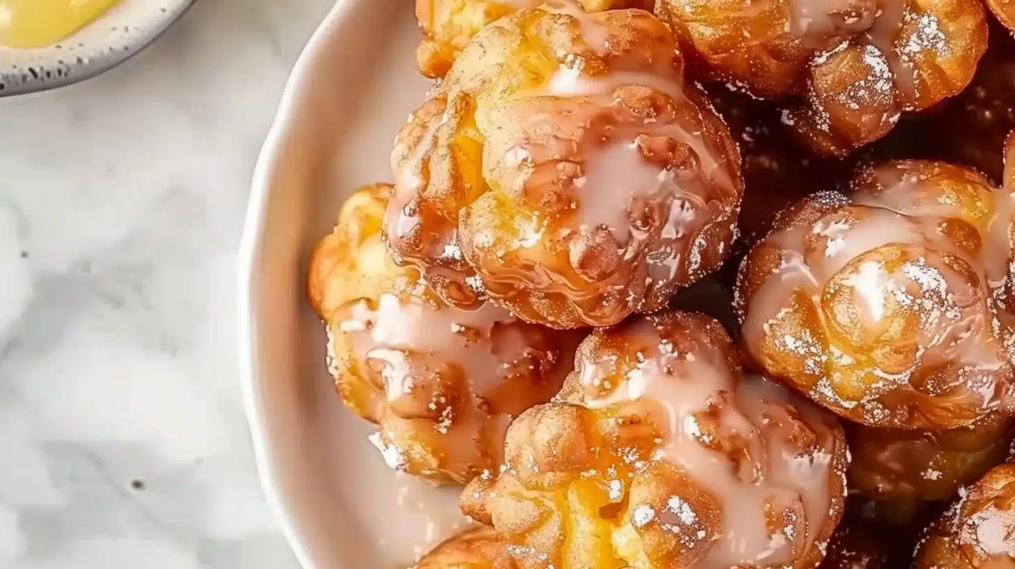 Delicious oven-baked apple fritters with a golden crust and apple filling