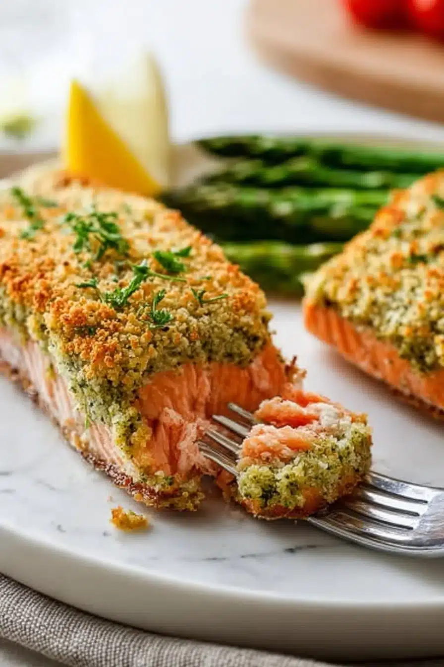 Pesto Panko Crusted Salmon