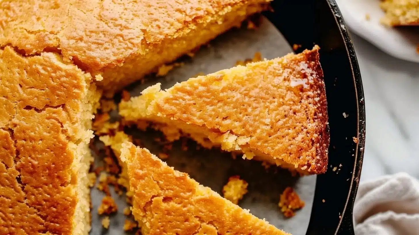 Delicious skillet honey cornbread baked to golden perfection.