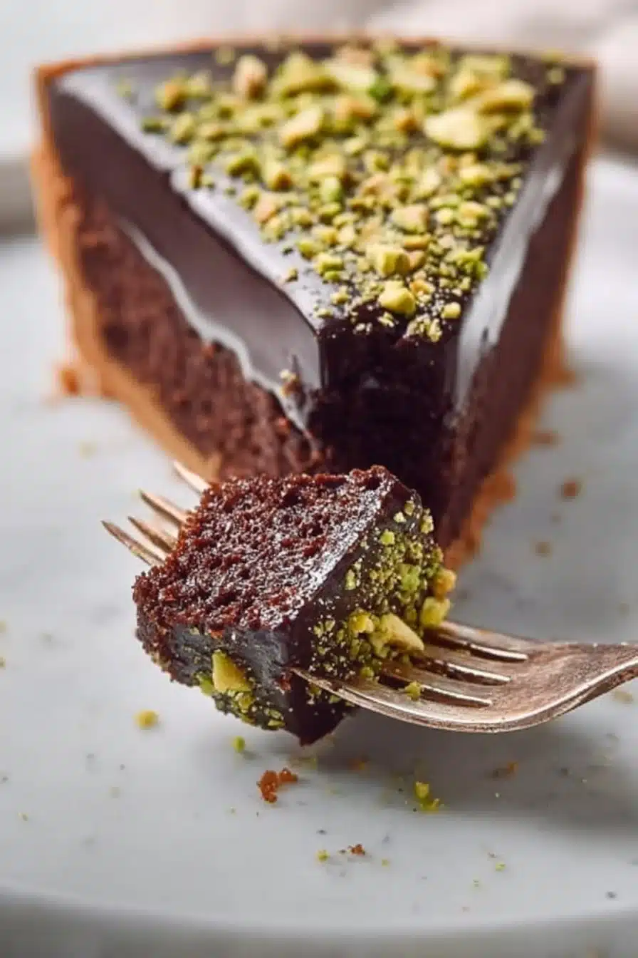 Vegan Dark Chocolate Pistachio Cake