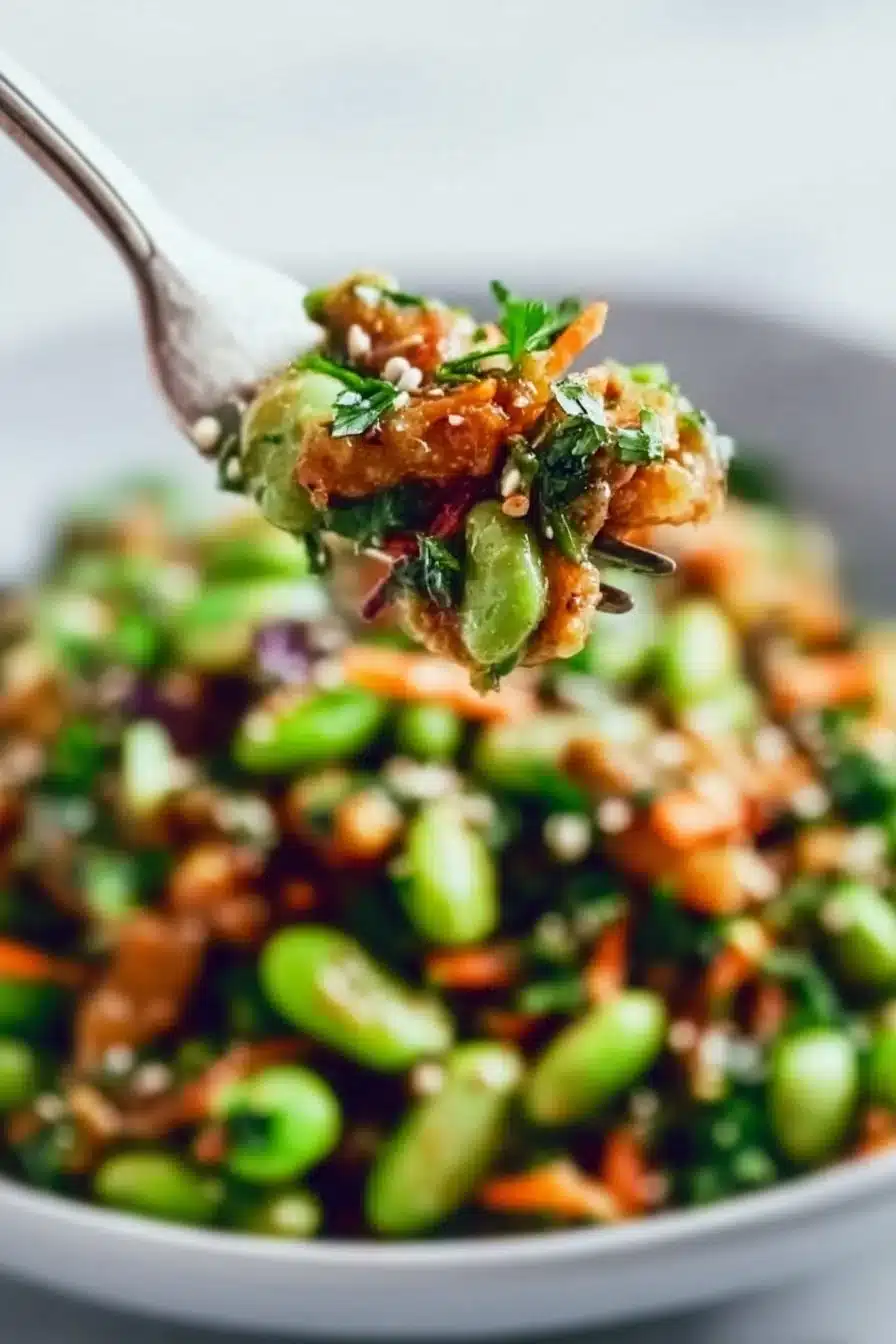 Vegan Edamame Salad with Ginger-Peanut Dressing