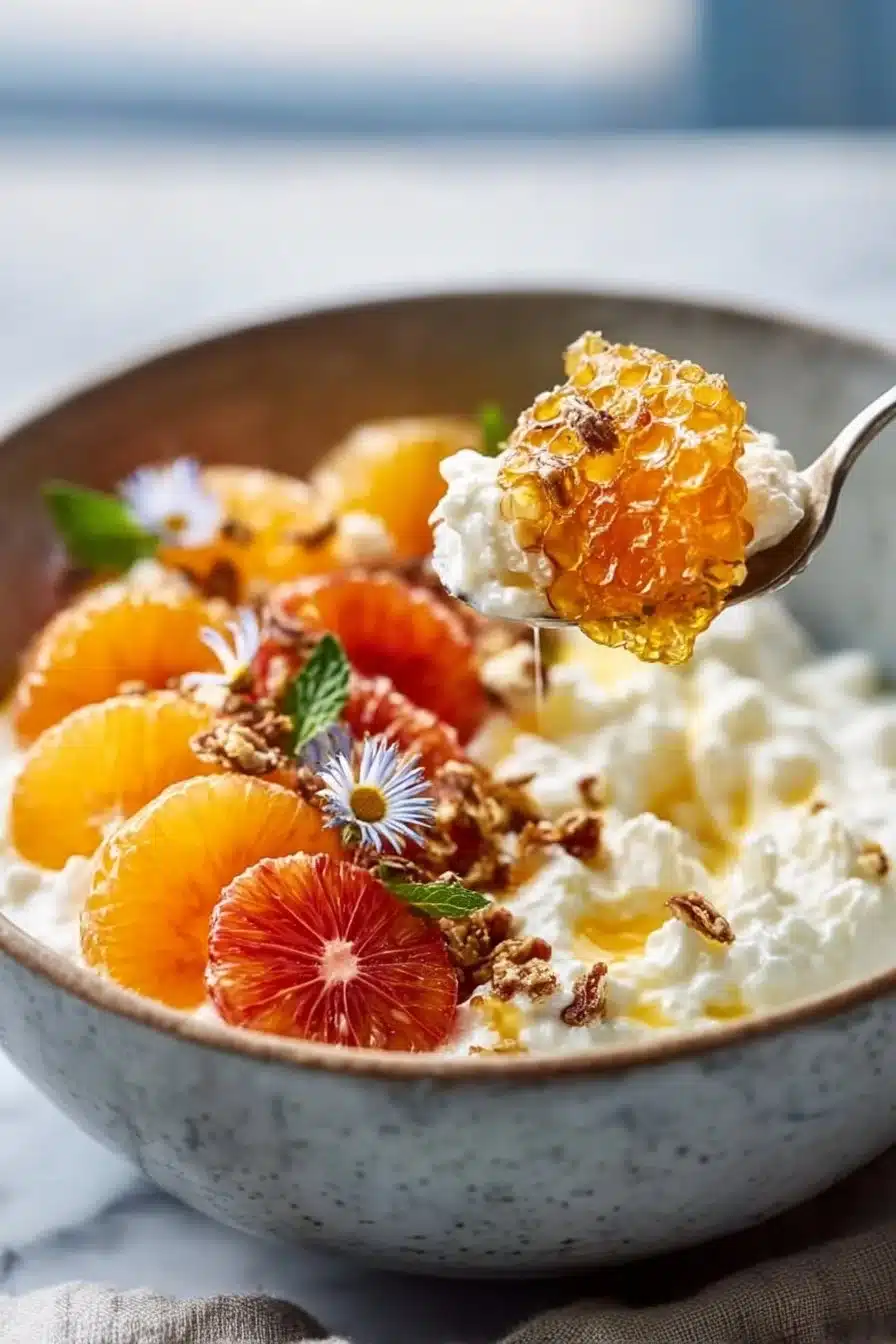 Winter Citrus Ricotta Breakfast Bowl with Honeycomb